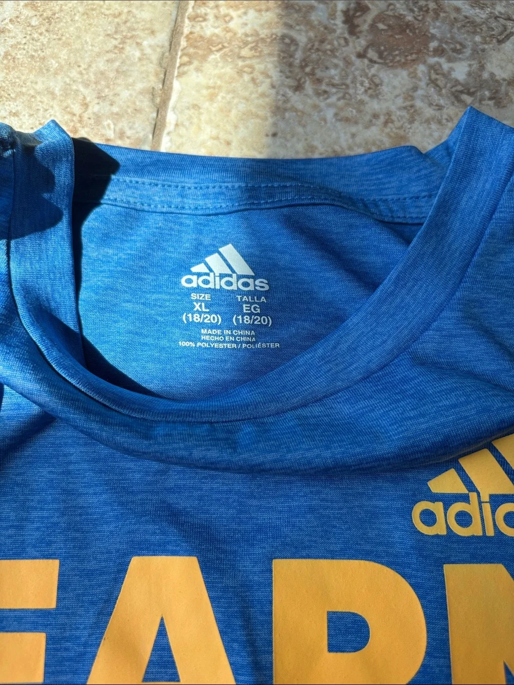Boys XL adidas Blue Short-Sleeve 'Earn Your Stripes' Graphic Tee